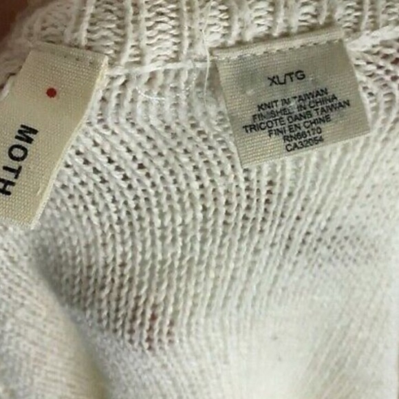 {Anthro / Moth} Bramble Ecru Textured Fringe Macramé-Inspired Boho Sweater - Picture 7 of 8